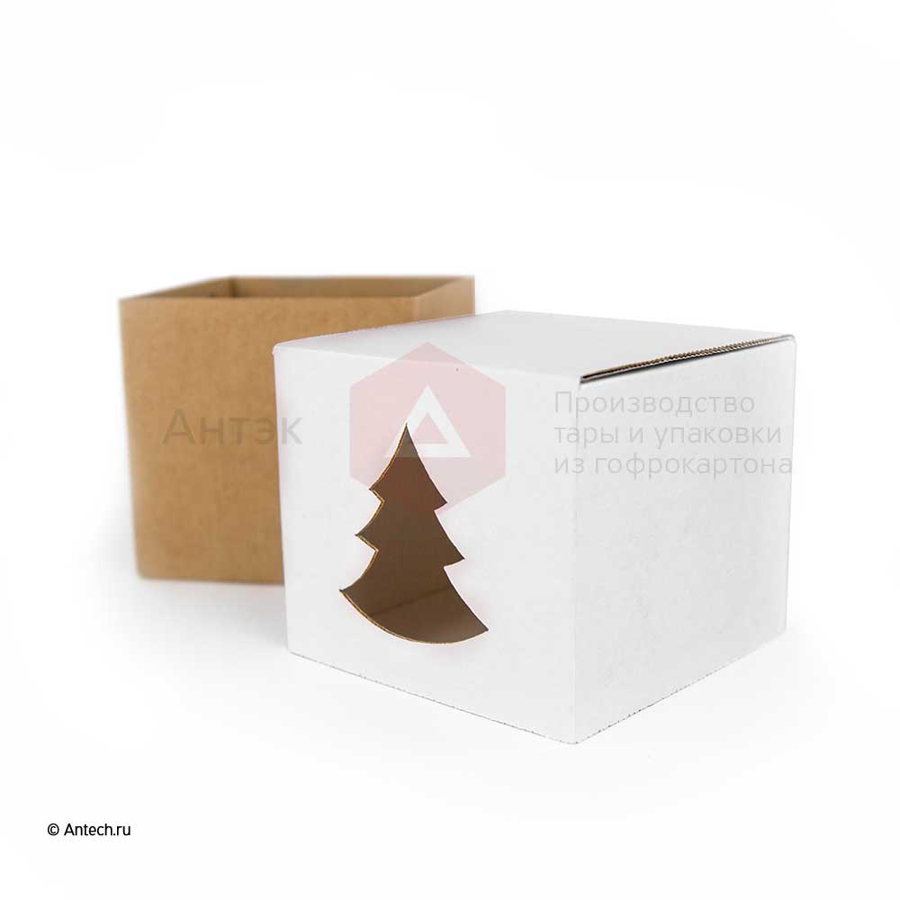 Подарочная коробка новогодняя МГК Т−11E белый 100*100*95 (фото 3) – купить в Москве
