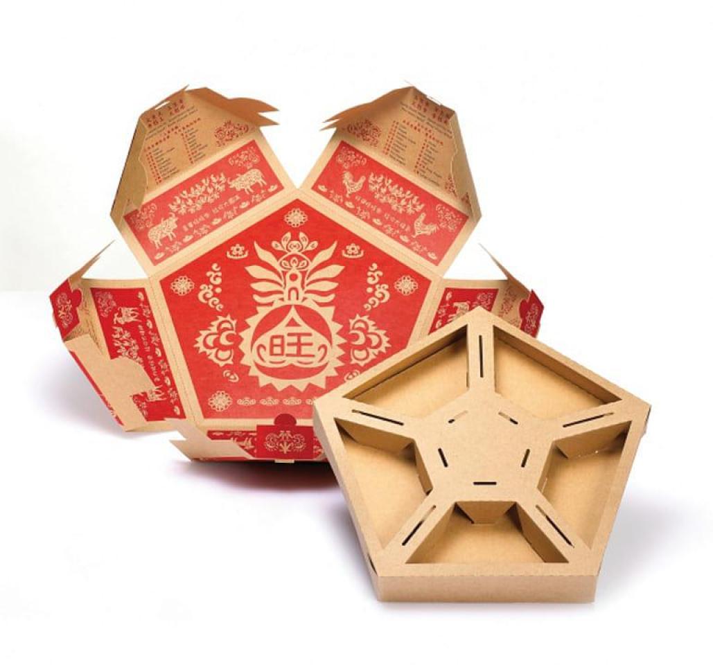 Пятиугольная коробка для Wu Xing Fortune Cake