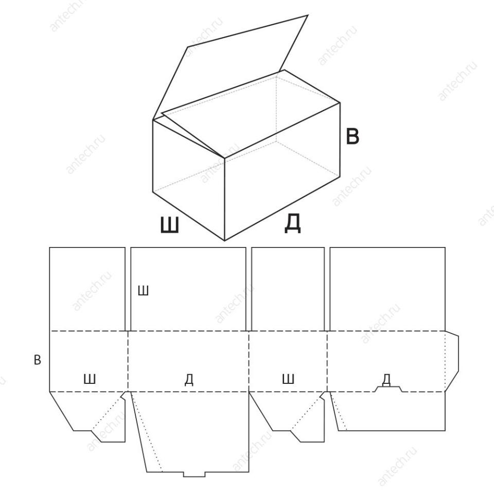 FEFCO 0703 Короб клееный, складной, четырехклапанный с полностью перекрывающимися внешними клапананми