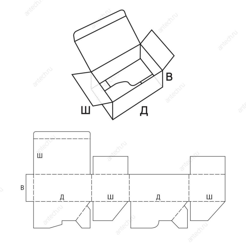 FEFCO 0713 Коробка клеенная, складная, трехклапанная.