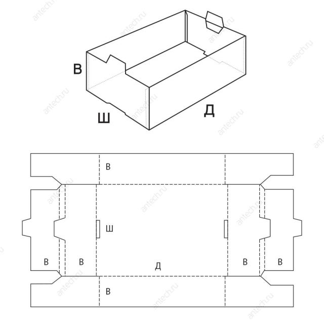 FEFCO 0435 Коробка складная, лоток для штабелирования