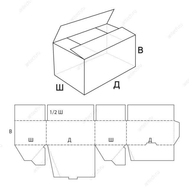 FEFCO 0701 Коробка клеенная четырехклапанная с усиленным складным дном