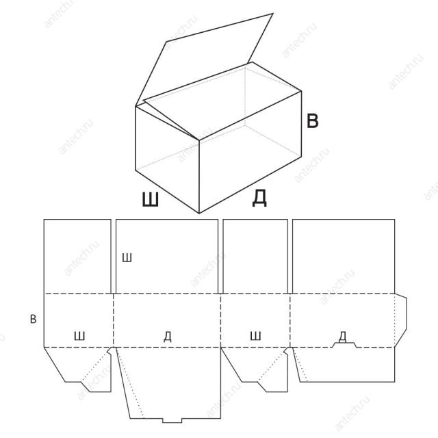 FEFCO 0703 Короб клееный, складной, четырехклапанный с полностью перекрывающимися внешними клапананми