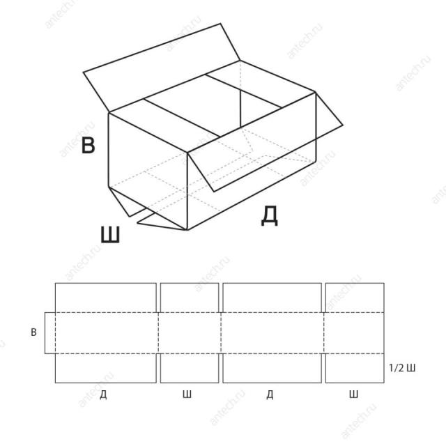 Четырехклапанная коробка 0201 FEFCO с внешними стыкующимися клапанами