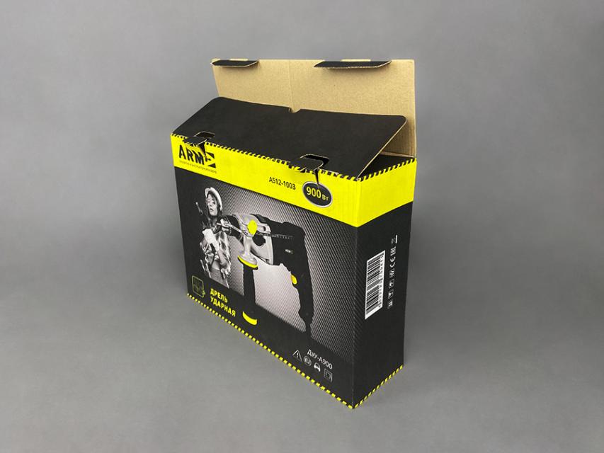 Упаковка для дрели с яркой печатью