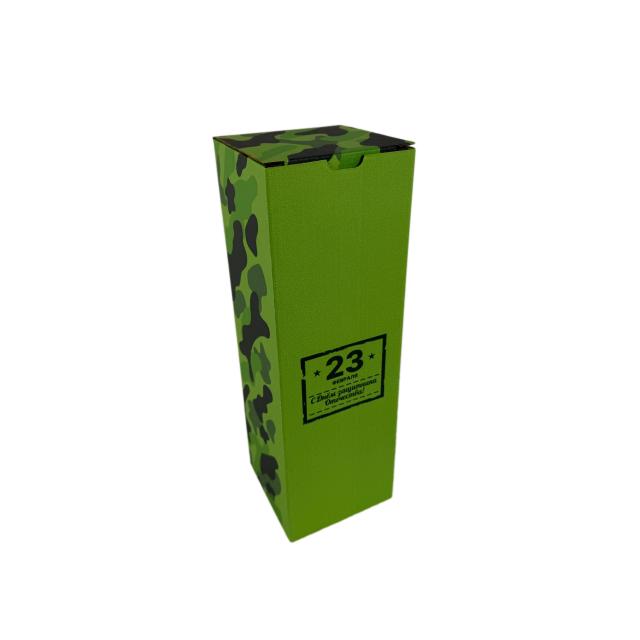 Подарочнка коробка к 23 февраля 100х100х310 Т-24Е (МГК) БЕЛ / БУР с печатью Хаки