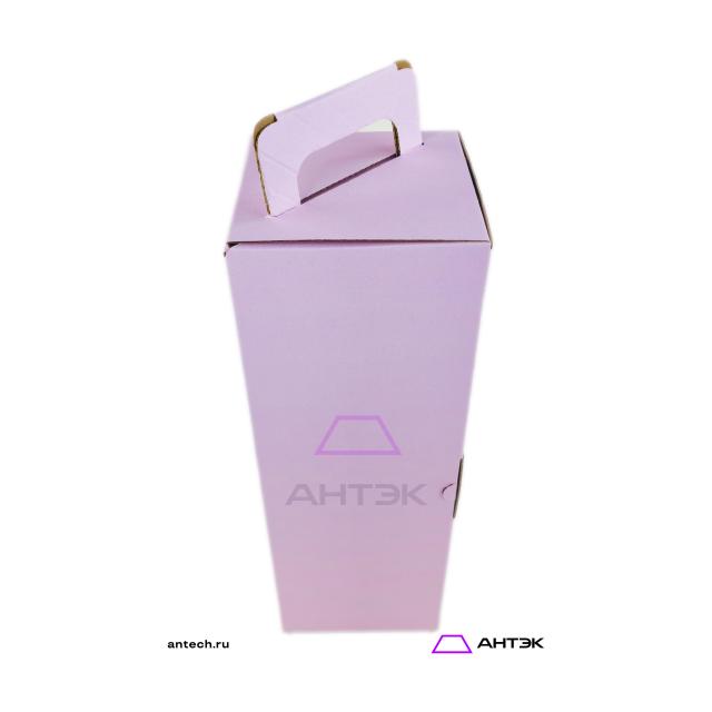 Подарочная коробка для букета 150х150х440 МГК розовая с печатью "8 Марта"