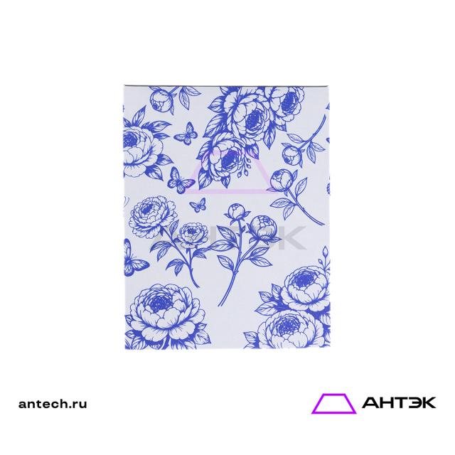 Подарочная коробка к 8 марта крышка-дно 270х215х90 МГК с печатью "Синие пионы"