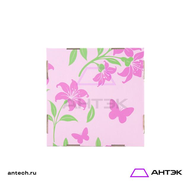 Подарочная коробка к 8 марта крышка-дно 300х300х100 МГК с печатью "Розовые цветы"