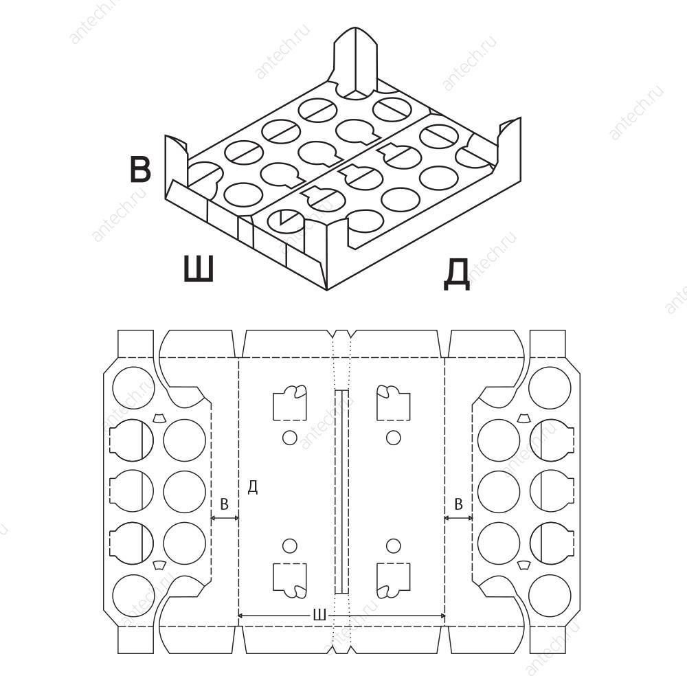 FEFCO 0446 Коробка складная, лоток с ячейками