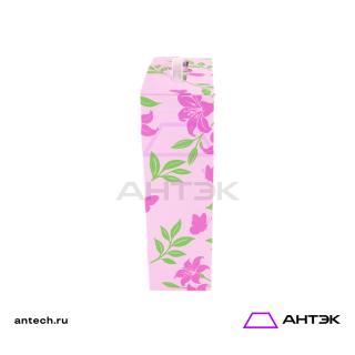 Подарочная коробка с ручкой 220х320х100 МГК с печатью "Розовые цветы"