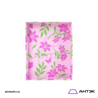 Подарочная коробка к 8 марта крышка-дно 270х215х90 МГК с печатью "Розовые цветы"