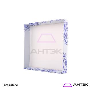 Подарочная коробка к 8 марта крышка-дно 300х300х100 МГК с печатью "Синие пионы"