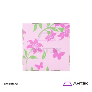 Подарочная коробка к 8 марта крышка-дно 300х300х100 МГК с печатью "Розовые цветы"