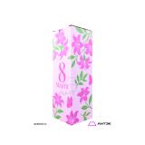 Подарочная коробка 100х100х310 МГК к 8 марта с печатью Цветы розовые