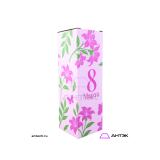 Подарочная коробка 100х100х310 МГК к 8 марта с печатью Цветы розовые