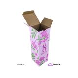 Подарочная коробка 100х100х310 МГК к 8 марта с печатью Цветы розовые