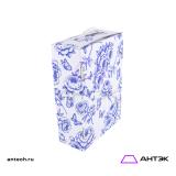 Подарочная коробка с ручкой 220х320х100 МГК с печатью "Синие пионы"