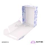 Подарочная коробка с ручкой 220х320х100 МГК с печатью "Синие пионы"