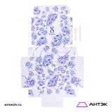 Подарочная коробка с ручкой 220х320х100 МГК с печатью "Синие пионы"