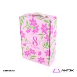 Подарочная коробка с ручкой 220х320х100 МГК с печатью "Розовые цветы"
