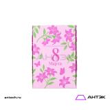 Подарочная коробка с ручкой 220х320х100 МГК с печатью "Розовые цветы"