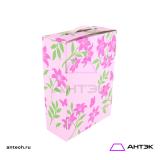 Подарочная коробка с ручкой 220х320х100 МГК с печатью "Розовые цветы"