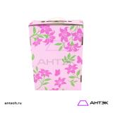 Подарочная коробка с ручкой 220х320х100 МГК с печатью "Розовые цветы"
