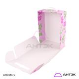 Подарочная коробка с ручкой 220х320х100 МГК с печатью "Розовые цветы"