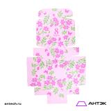 Подарочная коробка с ручкой 220х320х100 МГК с печатью "Розовые цветы"