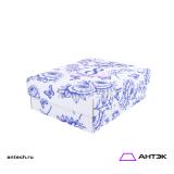 Подарочная коробка к 8 марта крышка-дно 270х215х90 МГК с печатью "Синие пионы"