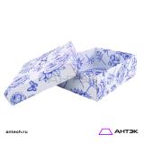 Подарочная коробка к 8 марта крышка-дно 270х215х90 МГК с печатью "Синие пионы"