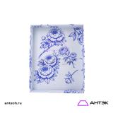 Подарочная коробка к 8 марта крышка-дно 270х215х90 МГК с печатью "Синие пионы"