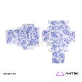 Подарочная коробка к 8 марта крышка-дно 270х215х90 МГК с печатью "Синие пионы"