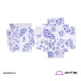 Подарочная коробка к 8 марта крышка-дно 300х300х100 МГК с печатью "Синие пионы"