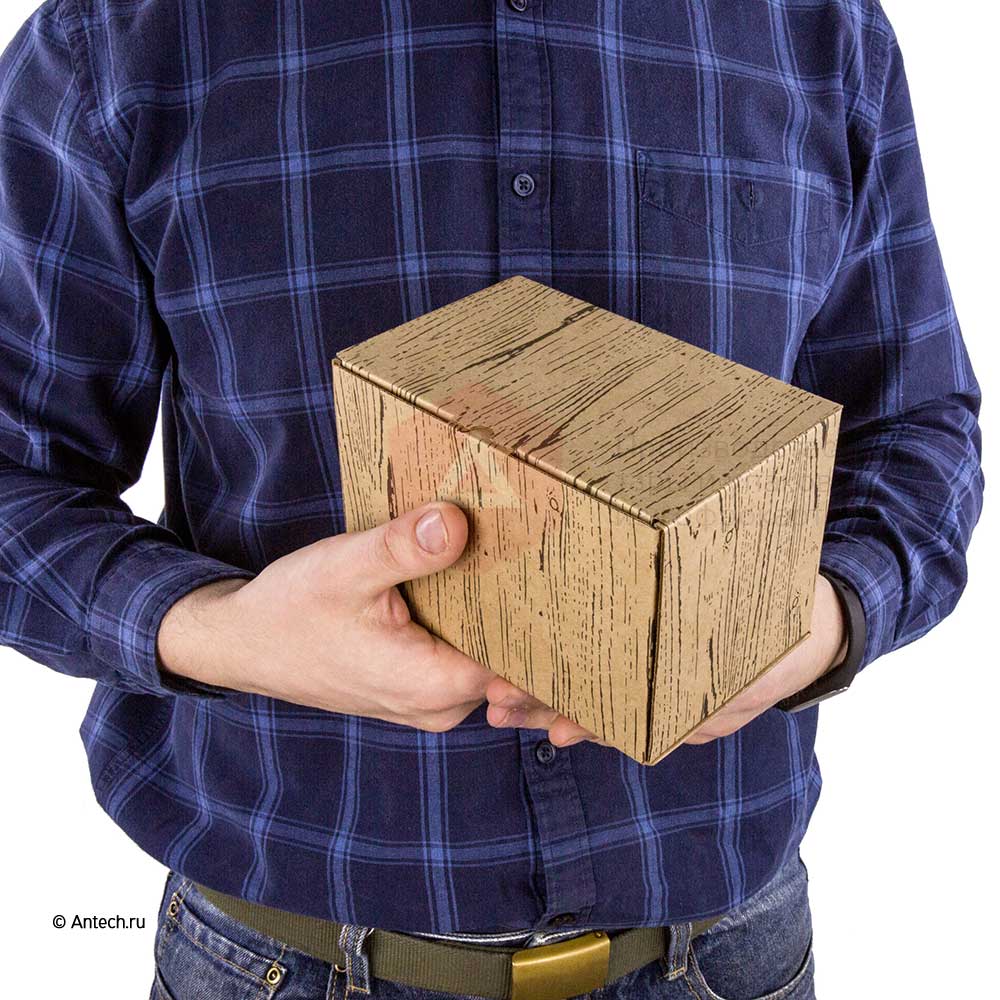 Картонная коробка "Wood" 195*155*100 МГК Т−24E бурый 5