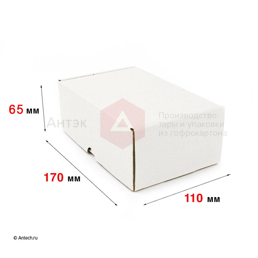 Самосборная коробка 170 x 110 x 65 МГК Т−24E  белый (фото 1) – купить в Москве