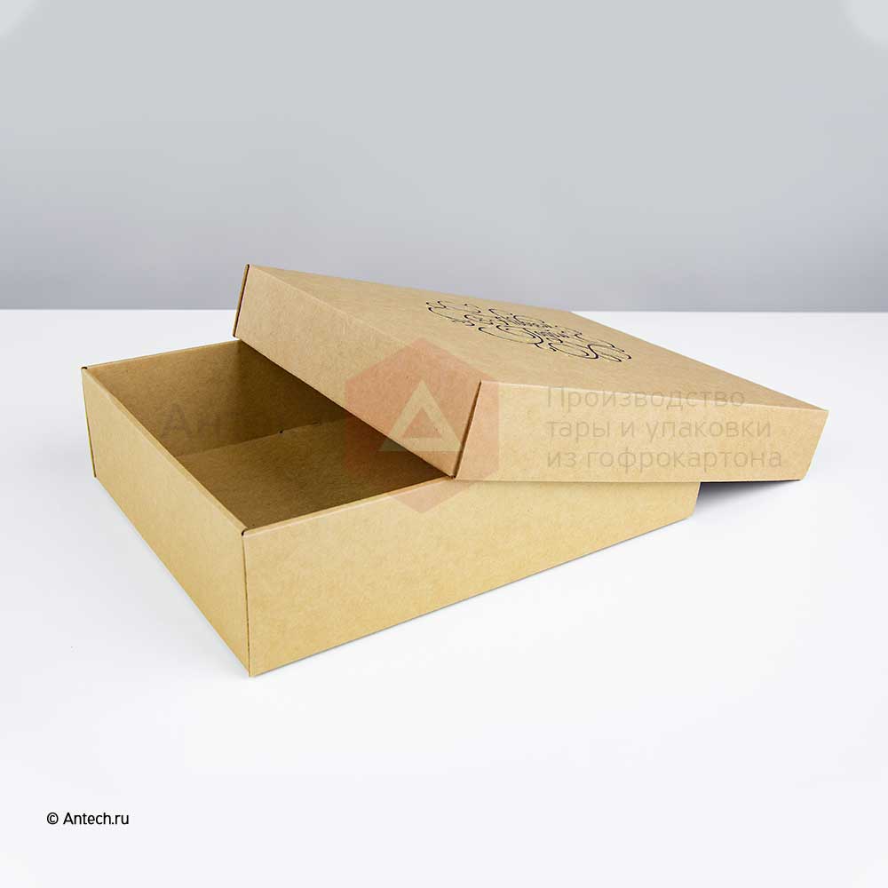 Новогодняя коробка с крышкой 275*215*90 МГК Т−24E бурый Дизайн 2020 3