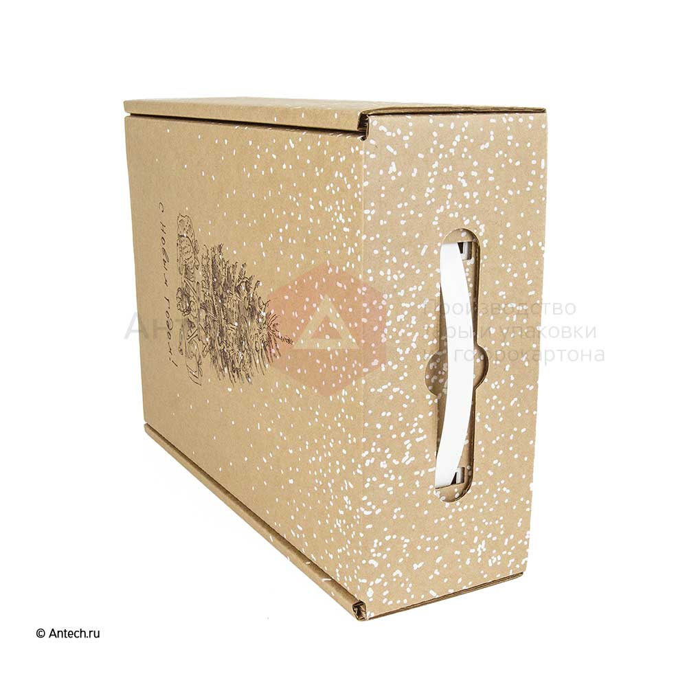 Подарочная коробка новогодняя 220*100*320 Т−24B бурый (принт №1) 3